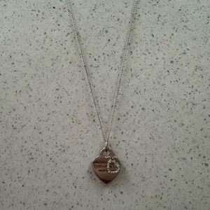 Tiffany & Co. Silver Heart Tag Pendant with Pavé Accent